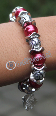 Bracelet, Made From Glassbeads With Metal