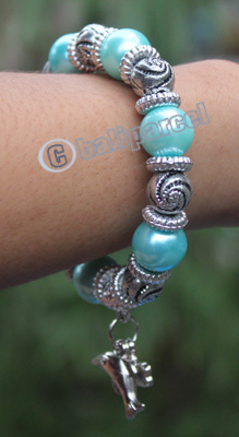 Bracelet, Made From Glassbeads With Metal