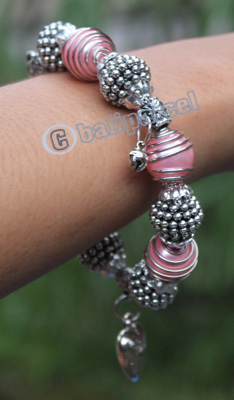 Bracelet, Made From Glassbeads With Metal