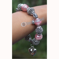 Bracelet, Made From Glassbeads With Metal