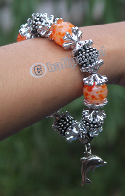 Bracelet, Made From Glassbeads With Metal