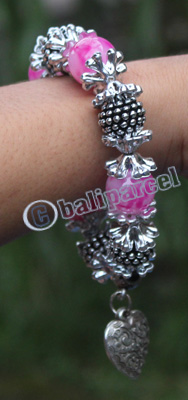 Bracelet, Made From Glassbeads With Metal