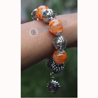 Bracelet, Made From Glassbeads With Metal