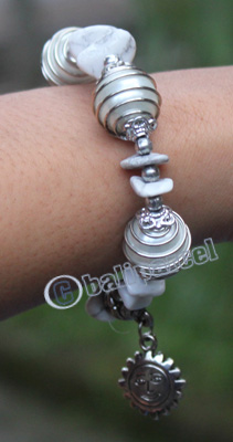 Bracelet, Made From Glassbeads With Metal And Stone