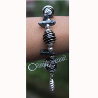 Bracelet, Made From Glassbeads With Metal And Stone