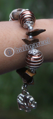 Bracelet, Made From Glassbeads With Metal And Stone