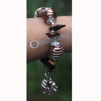 Bracelet, Made From Glassbeads With Metal And Stone