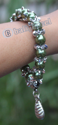 Bracelet, Made From Glassbeads With Metal