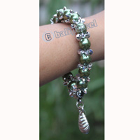 Bracelet, Made From Glassbeads With Metal