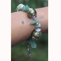 Bracelet, Made From Glassbeads With Metal And Stone