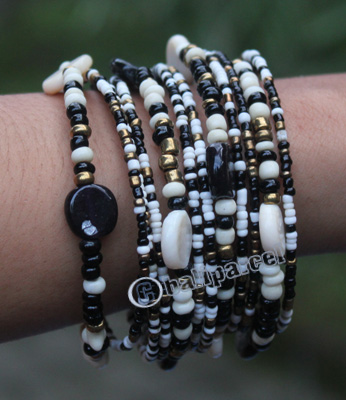 Bracelet, Made From Glassbeads With Metal And Resin