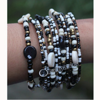 Bracelet, Made From Glassbeads With Metal And Resin