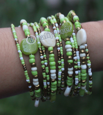 Bracelet, Made From Glassbeads With Metal And Resin