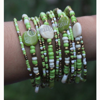 Bracelet, Made From Glassbeads With Metal And Resin
