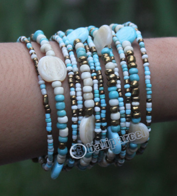 Bracelet, Made From Glassbeads With Metal And Resin
