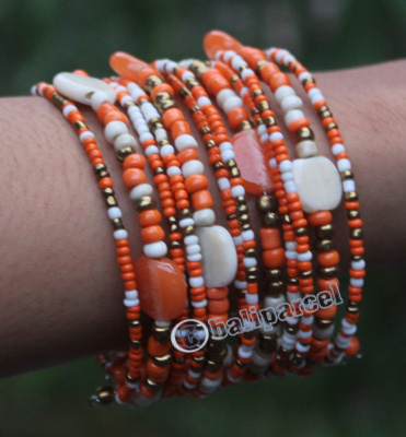 Bracelet, Made From Glassbeads With Metal And Resin