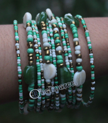 Bracelet, Made From Glassbeads With Metal And Resin