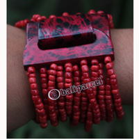 Bracelet, Made From Glassbeads And Sono Wood With Painted