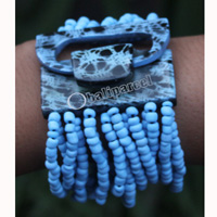 Bracelet, Made From Glassbeads And Sono Wood With Painted