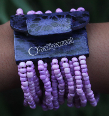 Bracelet, Made From Glassbeads And Sono Wood With Painted