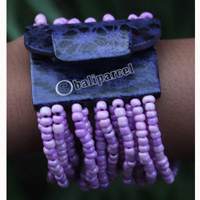 Bracelet, Made From Glassbeads And Sono Wood With Painted