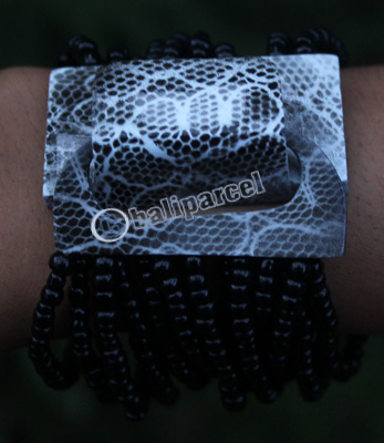 Bracelet, Made From Glassbeads And Sono Wood With Painted