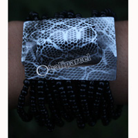 Bracelet, Made From Glassbeads And Sono Wood With Painted