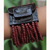Bracelet, Made From Glassbeads And Sono Wood With Painted