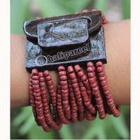 Bracelet, Made From Glassbeads And Sono Wood With Painted
