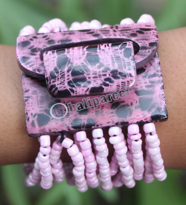 Bracelet, Made From Glassbeads And Sono Wood With Painted