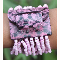 Bracelet, Made From Glassbeads And Sono Wood With Painted