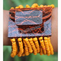 Bracelet, Made From Glassbeads And Sono Wood With Painted