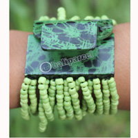 Bracelet, Made From Glassbeads And Sono Wood With Painted