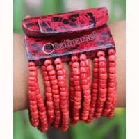 Bracelet, Made From Glassbeads And Sono Wood With Painted