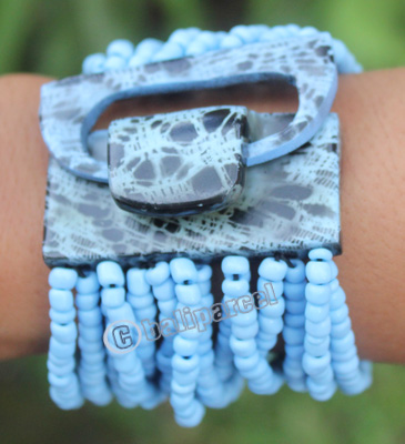 Bracelet, Made From Glassbeads And Sono Wood With Painted