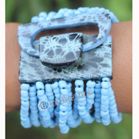 Bracelet, Made From Glassbeads And Sono Wood With Painted