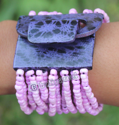 Bracelet, Made From Glassbeads And Sono Wood With Painted