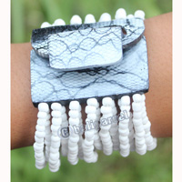 Bracelet, Made From Glassbeads And Sono Wood With Painted