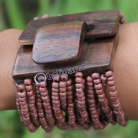 Bracelet, Made From Glassbeads With Sono Wood
