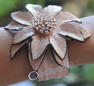 Bangle, Made From Leather Snake Skin 