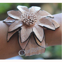 Bangle, Made From Leather Snake Skin 