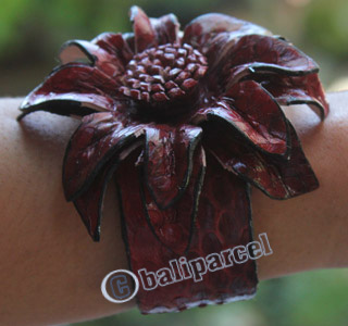 Bangle, Made From Leather Snake Skin 