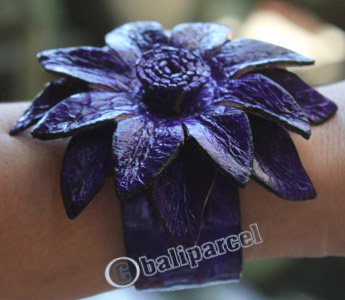 Bangle, Made From Leather Snake Skin 