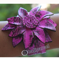 Bangle, Made From Leather Snake Skin 