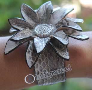 Bangle, Made From Leather Snake Skin 