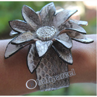 Bangle, Made From Leather Snake Skin 