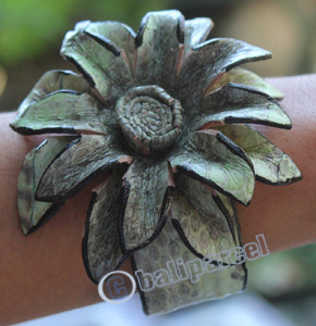 Bangle, Made From Leather Snake Skin 
