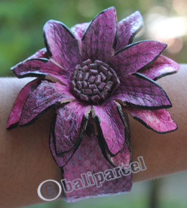 Bangle, Made From Leather Snake Skin 