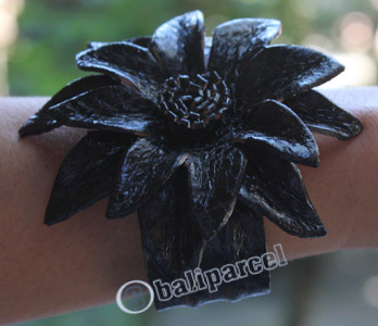 Bangle, Made From Leather Snake Skin 