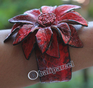 Bangle, Made From Leather Snake Skin 